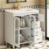 A ALFRESCOOL Mobile da bagno singolo lavabo moderno con mobiletto da 80 cm, bianco, lavabo in ceramica, impermeabile, piedini antiscivolo, facile da montare