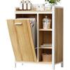 ELUCHANG Mobile Portabiancheria per Bagno,Mobiletto Bagno,63x30x91cm,oak