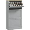 HOMCOM Scarpiera da 18 paia, armadio per scarpe stretto moderno, con 3 cassetti pieghevoli e ripiani regolabili, per corridoio e ingresso, 60 x 23,5 x 115 cm, grigio
