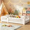 LKPOMI Letto da pavimento 80 x 160 cm, culla con protezione anti-caduta e rete a doghe, letto Montessori per bambini, in legno di pino massiccio, bianco (bianco, 80 x 160 cm)