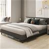 COSTWAY Letto Matrimoniale 180 x 200 cm, Struttura Letto Moderna con Testiera Imbottita, Doghe in Legno, Silenzioso, Carico Massimo 450kg