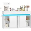 Hzuaneri Credenza Cucina, Mobile Cucina con 4 Cassetti, 4 Ante Scorrevoli, Presa Elettrica e Illuminazione a LED, Ripiani Regolabili, stile Moderno, per Cucina, Soggiorno, 40 x 140 x 85 cm, Bianco