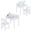 COSTWAY Scrivania D'arte per Bambini 3+Anni per Studiare e Disegnare Bianco | Set Tavolo e Sedia con Portarotolo e Piano Ribaltabile, Vano Portaoggetti, Rotolo di Carta e Pennarelli, 60 x 40 x 58 cm