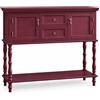 MROJISC Consolle Ingresso con Cassetti e Ante, Rosso Consolle Dietro Divano Stile Vintage in Legno con Ripiano Inferiore, Consolle per Ingresso, Soggiorno, Corridoio e Camera da Letto