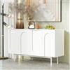 A ALFRESCOOL Credenza (140 × 42 × 80 cm), armadietto a buffet, cabinet, sala da pranzo, soggiorno, armadi a fantasia, mobili da cucina, design arco, bianco