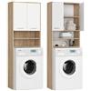 Home Collective Mobile per lavatrice 64x30x180 cm, mobile alto da bagno, con 2 ante e 4 ripiani mobiletto da bagno mensola da bagno corridoio sonoma bianco