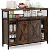 RELAX4LIFE Credenza con 2 Ante Scorrevoli e 6 Scomparti Aperti e Piedini Regolabili, Consolle in Stile Industriale, Mobiletto portaoggetti per Soggiorno e Cucina, 100 x 33 x 80 cm, Marrone