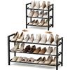 Anhow Scarpiera a 3 Ripiani, Scarpiera Salvaspazio Espandibile Portascarpe Aperta in Metallo per 6-12 Paia di Scarpe per Ingresso, Soggiorno, Corridoio, Camera da Letto, Armadio, Esterno (Nero,Piazza)