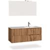 AQA DESIGN composizione vasca bagno, base sospesa con frontali in MDF cannettato, finitura quercia con nodi, nr2 cassetti con - Rovere miele - 121x46,5x190 cm