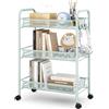 Urackify Carrello cucina 3 ripiani, verde | Metallo antiruggine, Cestino rete traspirante, Ganci laterali, Facile da montare, Bagno, Cucina, Lavanderia