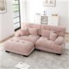 A Alfrescool Divano con Funzione Letto, Divano a 2 Posti Cloud Angolare per Soggiorno, Divano Doppio in Chenille con 2 Cuscini Lombari e 2 Cuscini Decorativi, Divano Imbottito con Ampie Braccia e Pouf