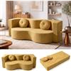 LVRUIEDS Divano Senza Osso, Divano-Letto Convertibile Per Sala, A Due Posti Compresso Spuma Ad Alta Densità, Tela Tessuta Rimuovibile, Nessun Assemblaggio, Con 2 Cuscini(Yellow,200x100CM)