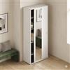 Linea Azzurra Armadio Ante Scorrevoli in Legno Nobilitato Melaminico con Specchio, Ripiani e Porta Scarpe 212x90x43cm per Camera da Letto, Ingresso, Soggiorno Made in Italy