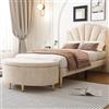 KAZZIO Panca imbottita con vano portaoggetti, 90 x 40 x 42 cm, con contenitore in velluto, poggiapiedi con gambe in metallo, adatta per corridoio, camera da letto, soggiorno (beige)