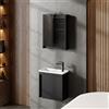 Planetmöbel Set mobili da bagno 3 pezzi Lavabo con mobile | sottolavabo 50 x 48,3 x 24,8 cm nero opaco, armadio a specchio 50 x 65 x 11,4 cm con lampada a LED da incasso