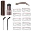 Nivofu Kit Timbro Sopracciglia Impermeabile con 10 Stencil Riutilizzabili - Set Trucco Professionale per Sopracciglia Definite, Include Pennello e Rasoio, Facile da Usare per Donna (Marrone Scuro)