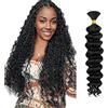 WuvuSnm Trecce di capelli umani ondulati profondi, stile boho, extension di capelli naturali, senza trama, colore nero naturale #1B, 1 treccia per confezione, totale 50 g, per donna, 35,6 cm