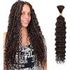 WuvuSnm Trecce di capelli umani ondulati profondi, stile bohémien, extension di capelli naturali, senza trama, colore #4 marrone cioccolato, 1 treccia per confezione, totale 50 g, per donna, 35,6 cm