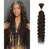 WuvuSnm Trecce di capelli umani ondulati profondi, stile bohémien, extension di capelli naturali, senza trama, colore #4 marrone cioccolato, 1 treccia per confezione, totale 50 g, per donna, 45,7 cm