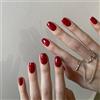 Nymora Press on Nails Kurz - 32 Stück Kurze Quadratische Fake Nägel in Dunkelrot - Künstliche Nägel, Press On Nägel mit Kleber & Feile für Frauen