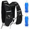 Aischens Gilet da Corsa Unisex Zaino Idratante Riflettente con 2 x 500 ml, Breghetti Toracici Regolabili, Borracce Morbide, Nero, Zip Frontale/Posteriore per Ciclismo Escursionismo Corsa Outdoor