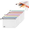 Voarge 10 tasche con cerniera formato A5, in plastica per file, cosmetici, compiti a casa (10 colori)