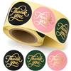 MD Labels THANK YOU Adesivi 40 mm opachi - Scritta dorata - Etichette autoadesive rotonde FI 40 - Rosa Verde Nero