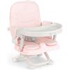Kikka Boo KikkaBoo Sollevatore per sedia PAPPO, Booster fino a 36 mesi, sedile sollevatore pieghevole, vassoio rimovibile, seggiolone da viaggio portatile e regolabile, compatto, rosa