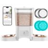 HoneyGuaridan 5G/2.4G WiFi Distributore Automatico Cibo Gatti, 3.5L Dispenser Crocchette Gatto, Programmable Porzione (1-6 Pasti/Giorno), Registrazione Vocale 10s, Doppia Alimentazione, Stabili