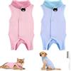 TMZELOA Body Gatto Post Operatorio - Tuta Chirurgica in Cotone Elastico Morbido con Chiusura a, Anti-Leccamento e Traspirante - Taglia S per 1-1.5kg, con Pettine Antipulci Incluso