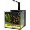 Aqpet Acquario Completo Kubic Rear 50x50x50 cm in Vetro Extrachiaro con Filtro Posteriore Integrato e Luce LED 16W - Vasca Cubica 125 L per Acquari Dolce e Marino - Design Moderno (Nero)