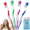 HOVUK Set di 4 spazzolini da denti Total Clean, spazzolino manuale con setole medie, spazzolino da viaggio essenziale, spazzolini da denti per adulti, cura orale quotidiana - 19 cm