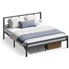 VASAGLE Struttura Letto Matrimoniale 160 x 200 cm, Testiera, Telaio Letto in Metallo, Regge Fino a 500 kg, Facile da Montare, per Camera da Letto, Nero Inchiostro RMB295B101