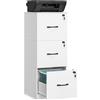 VASAGLE Cassettiera da Ufficio, Mobile per Documenti, Supporto Stampante, 3 Cassetti con Serratura, Barre Sospese Regolabili, per A4 e Lettera, Bianco Nuvola OFC055W14