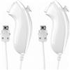 Vexnaro 2 Pack Controller Nunchuk, Compatibile con Wii e Wii U, Joystick di Ricambio con Motion Plus Integrato, Gamepad per Videogiochi, Impugnatura Ergonomica Bianca