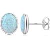 Jiahanzb Orecchini Opale Orecchini a bottone in Argento Sterling 925 Opale Oval Bianco Gioielli Ipoallergenici per Donna 7 mm