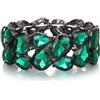 EVER FAITH Braccialetto elastico in cristallo austriaco Art Deco elegante goccia vintage braccialetto per le donne tono argento trasparente, 16 cm, Cristallo, Senza Gemstone