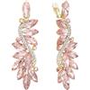Clearine Orecchini Donna Moda Matrimonio da sposa Cristallo Fiore Romantic Ciondolare Clip-On