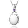 VICKWOOD H2O Improvvisamente sirena con medaglione placcato in platino con 5A zirconi h2o Amuleto personalizzato per immagini Regalo per donne per compleanno (5A Silber_Lila)