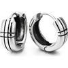 COOLSTEELANDBEYOND Uomo Donna Stile Retrò Acciaio Inossidabile Scanalato Orecchini a Cerniera Cerchio Abbracciati 2 pcs
