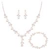Clearine Zirconia gioielli per donne spose scintillanti goccia marquise pietra portafortuna collana orecchini bracciale per ballo di fine anno