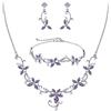Clearine Sposa Collana Orecchini Bracciale Set per Donne Marquise CZ Viola di Gioielli per Matrimonio Prom Party Argento-Fondo
