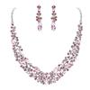 Clearine Parure Gioielli Matrimonio Sposa Collana Orecchini Set per Donne Cristallo austriaco Marquise Grappolo Collo pendente Rosa Argento-fondo