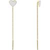 Aka Gioielli® - Orecchini Pendenti a Catenella con Cuore Bianco in Argento 925 Placcato Oro 18K, Orecchini Infilatori Saliscendi Donna e Ragazza