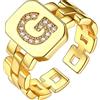 Bestyle Anelli Donna con Iniziali G Anelli Regolabili Oro Anello Regolabile Lettera con Confezione Regalo