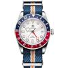 ADDIESDIVE Orologio da uomo GMT al quarzo da uomo, impermeabile fino a 200 m, doppio fuso orario, calendario, Blu bianco