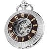 Tiong Orologio da tasca in legno meccanico steampunk elegante rame legno design viso aperto orologi da tasca da uomo con scatola a catena migliori regali, 107-argento, Retrò