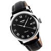 SKMEI Orologio da uomo Business Dress Classic Fashion Casual Pelle nera Quarzo Analogico Impermeabile Calendario Data Luce Semplice Orologi da polso Papà Padri Regali, Cinturino nero + cassa argento +