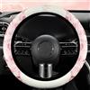 BWGHBH Coperchio del Volante dell'auto, Stile Cinese Ricamo Fiori Pizzo Arte Decorazione, 15 Pollici Traspirante in Pelle Antiscivolo Auto Interior Volante Decorazione Donna(Rosa,Forma rotonda)