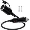 HuaLiSiJi Prolunga Cavo Accendisigari 12V 24V Prolunga Accendisigari Auto 6AWG 2x1.0mm² 15A Cavo Alimentazione Accendisigari con LED, per Auto, Camion, Camper (0.5m)